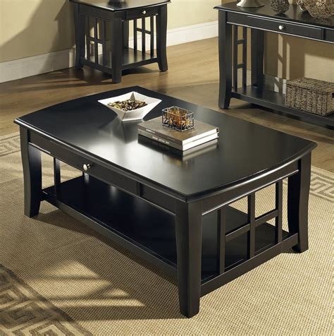 Lenox modern oval black oak finish faux wood rotating coffee table. Black Coffee And End Table Sets Furniture | Roy Home Design