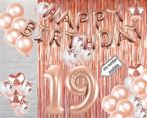 19th Birthday Party Rose Gold Photo Booth Balloon Backdrop Etsy Uk