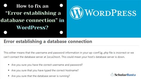 How To Fix An Error Establishing A Database Connection In Wordpress