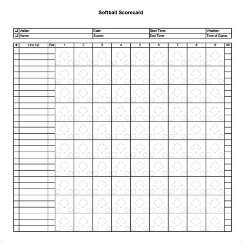 Softball Score Sheet 9 Free Download In Pdf Psd Word