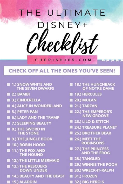 20 best movies coming to disney's new streaming service. The Ultimate Disney Movies Checklist for Disney+ | Disney ...