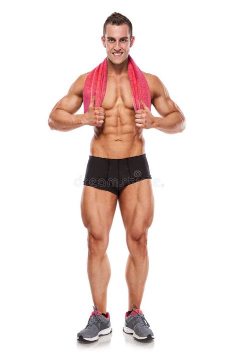 Strong Athletic Man Fitness Model Torso Showing Six Pack Abs Stock Image Image Of Pink Male