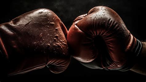 Two Boxing Gloves On Their Hands With Black Background Boxing Boxing