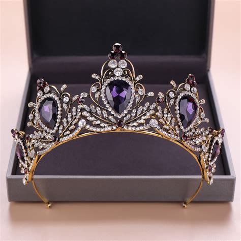 Purple Crystal Wedding Tiara Bridal Crown For Wedding