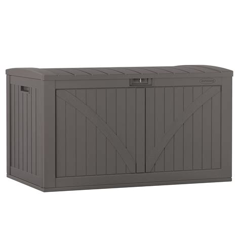 Suncast 134 Gallon Outdoor Resin Deck Storage Box With Seat Stoney