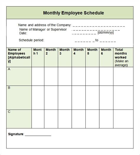 9 Sample Monthly Schedule Templates To Download Sample Templates