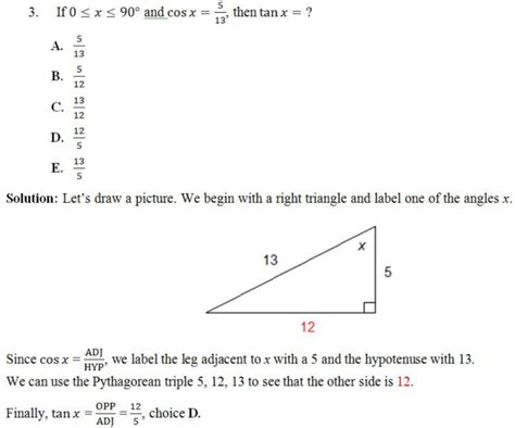 Trigonometry Of The Right Triangle Part 2 Sat And Act Prep Get 800