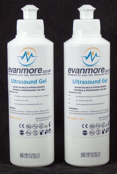 2 X 250ml Bottles Ultrasound Gel Clear Evanmore