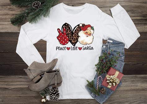 Peace Love Santa Shirt Santa Shirt Christmas Shirt Etsy
