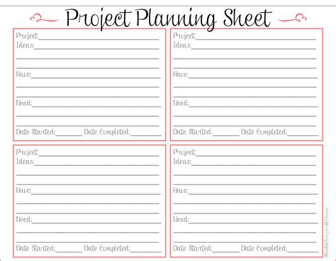 Blissful Keeper at Home: Free Project Planning Sheet | Project planner