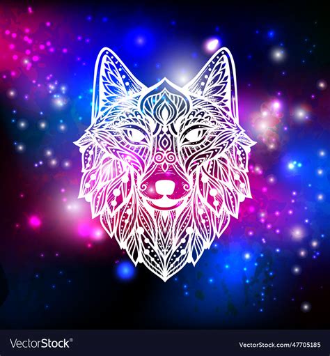 Wolf Mandala Spiritual Royalty Free Vector Image