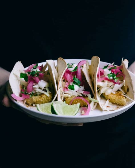 Vegan Fish Tacos With Breaded Celery Root Cabbage And Lime Sauce