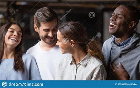 Happy Multiracial Friends Group Smiling Bonding Having Fun Together