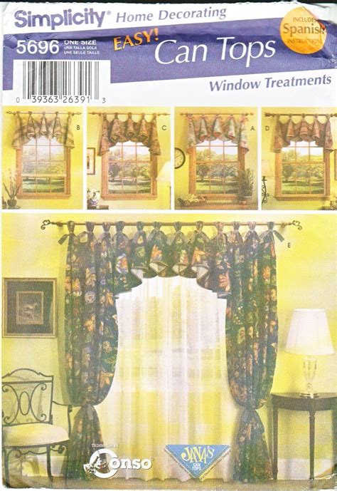 Simplicity Sewing Pattern 5696 Window Treatments Curtain Panels Tabbed