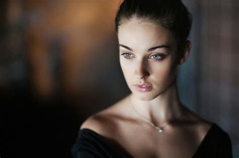 Women Brunette Bare Shoulders Maxim Maximov Portrait Face Alla