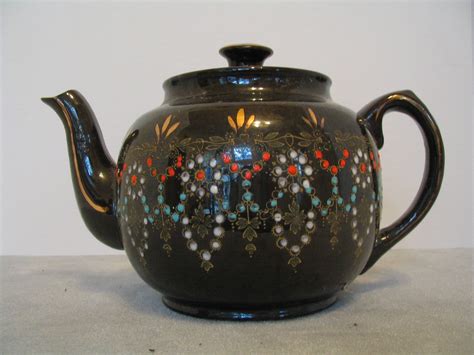 Vintage 1940s Made In England Brown Teapot With Hand
