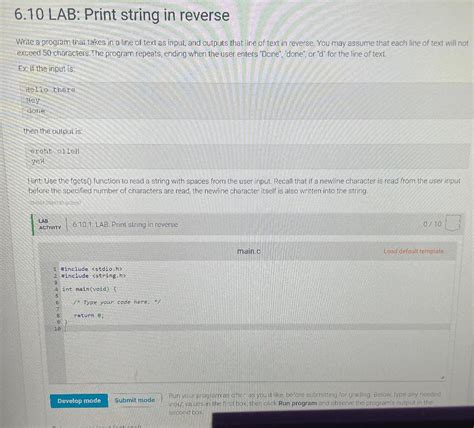 Solved Lab Print String In Reverse Write A Program Chegg Com