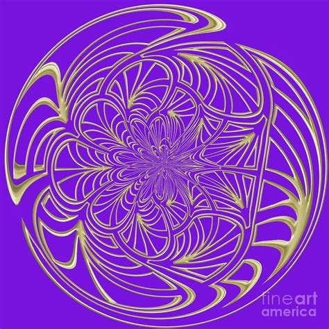 Golden Art Deco Pattern On Purple Orb By Elisabeth Lucas Purple Orb