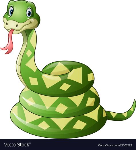 Cute Green Snake Cartoon Royalty Free Vector Image