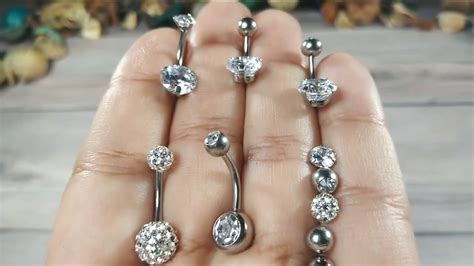 BodyJ4You 5PC Belly Button Rings 14G Stainless Steel CZ Girl Women