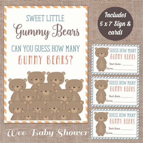 Woodland Baby Shower Gummy Bear Guessing Game Etsy