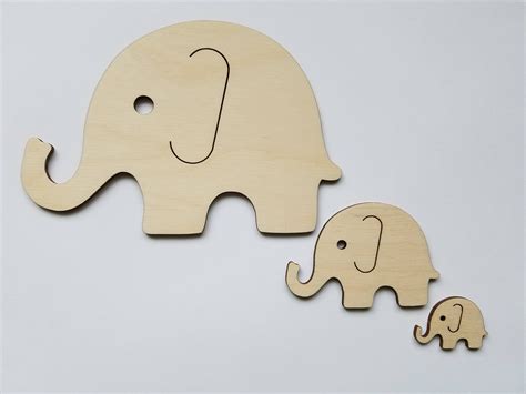 Craft Supplies And Tools Home And Hobby Set Of 3 Wooden Elephant Cut Outs
