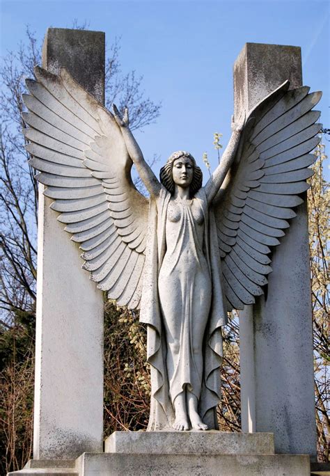 Free Images Wing Monument Female Statue Cemetery Tombstone