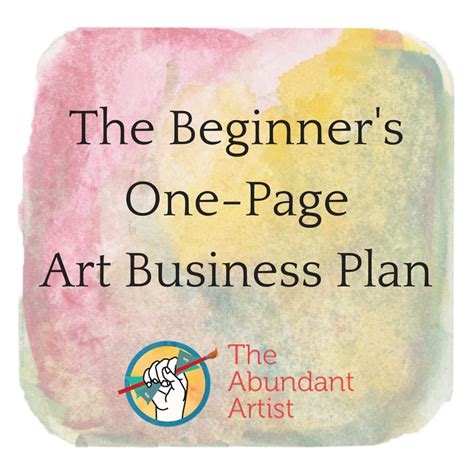 The Beginners One Page Art Business Plan How To Sell Art Online