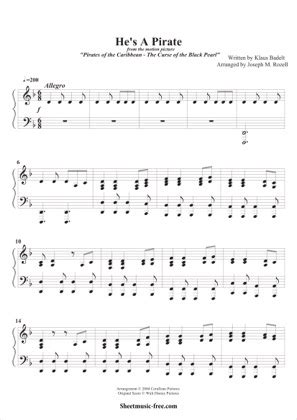 Digital print sheet music edition. Pirates of the Caribbean - Pirates of the Caribbean Free Piano Sheet Music PDF