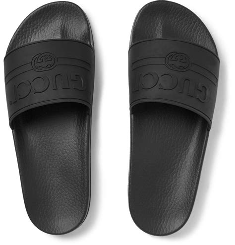 Gucci men's gg signature stripe slide sandals. Gucci - Logo-Embossed Rubber Slides - Men - Black Gucci