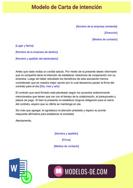Modelo Carta De Intencion En Ingles Modelo De Informe Kulturaupice Reverasite
