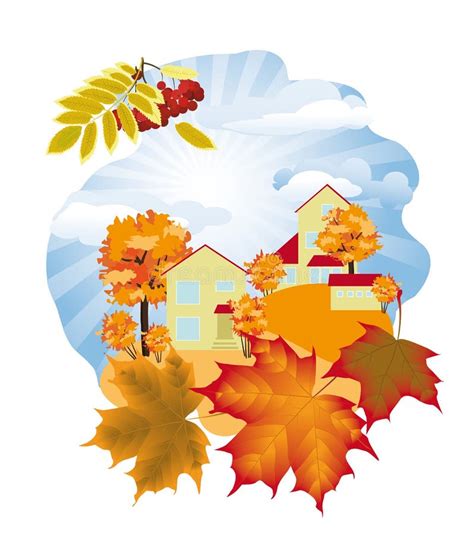 Autumn In The Village Stock Vector Illustration Of Season 32306168