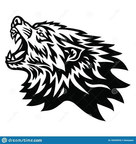 Angry Wolf Head Red Eyes Cartoon Vector 69722781