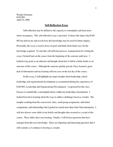To put it simply, reflective essays the purpose of writing a reflective essay is to provide a platform for the author to not only recount a particular life experience, but to also explore. 015 Essay Example Reflective Definition Examples Of Cover ...
