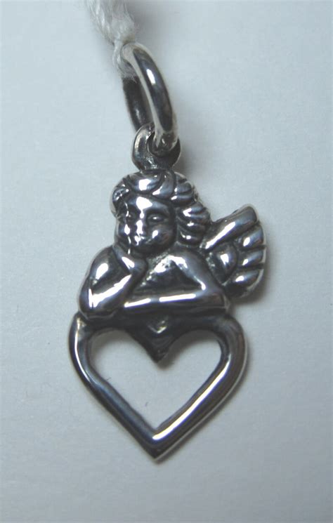 Silver Angel Pendant Sterling Silver Angel Heart Necklace Etsy