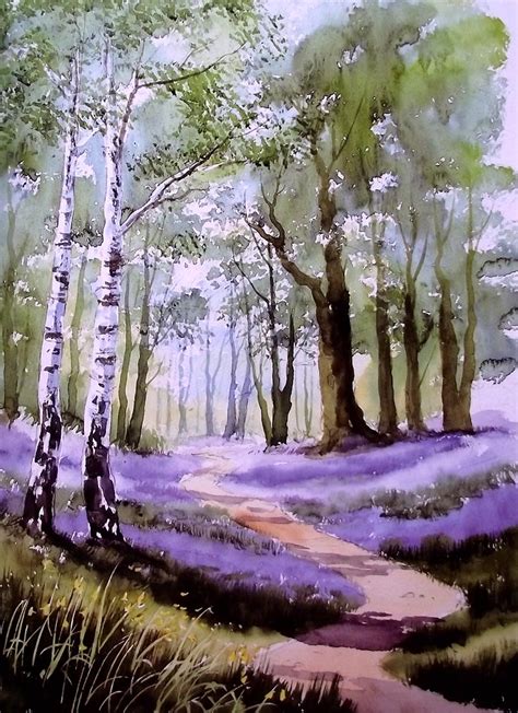 Art Aquarelle Watercolor Landscape Paintings Watercolor Trees