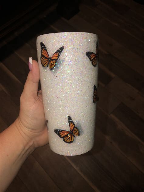 Personalized Glitter Tumbler Butterfliesopal By Kellyscustomsco On Etsy