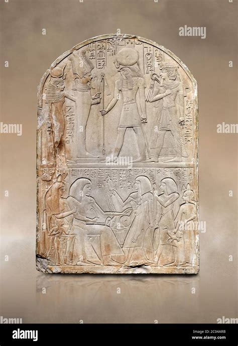 Ancient Egyptian Stele Dedicated To The God Re Harakhty By Sculptor Ipy Limestone New Kingdom