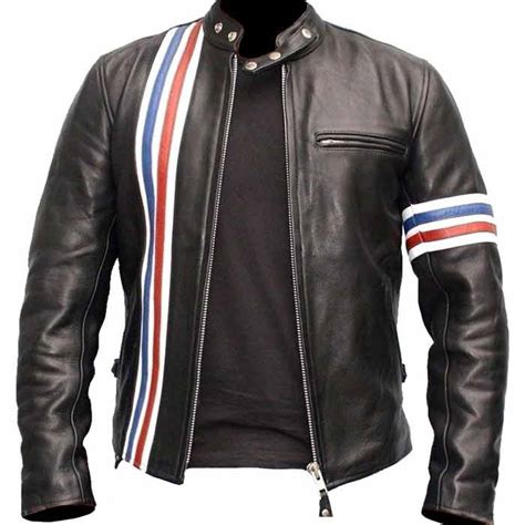Captain America Vintage Easy Rider Black Leather Jacket Sale Fj