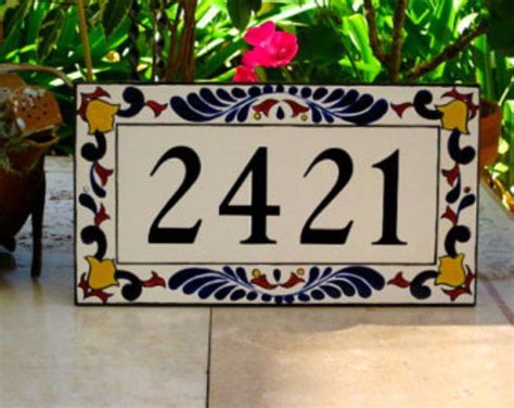 Custom Hand Painted Outdoor House Number Tile Address Plaque Hand