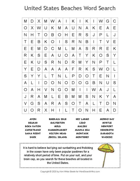 United States Beaches Word Search