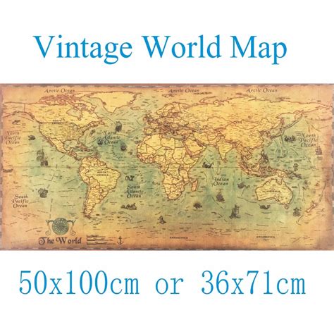 50x100cm Large Vintage World Map Kraft Paper Paint Wall Sticker Poster