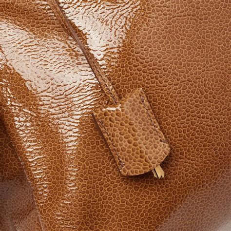 Yves Saint Laurent Brown Pebbled Patent Leather Majorelle Satchel For