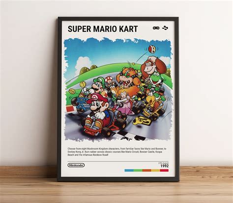 Super Mario Kart 1992 Snes Poster Video Game Art Print Gaming T A5