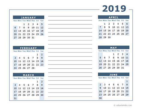 Blank Two Page Calendar Template For 2019 Free Printable Templates