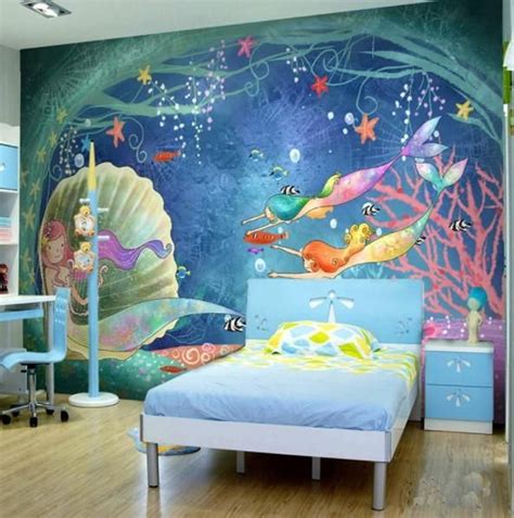 Cartoon Under The Sea Mermaids Fish Wallpaper For Kids Room Kids