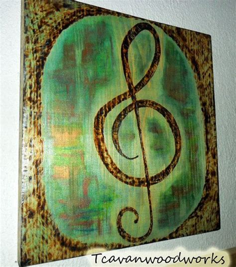 Music Note Wall Art Treble Clef Painting Wood Burning Etsy Music