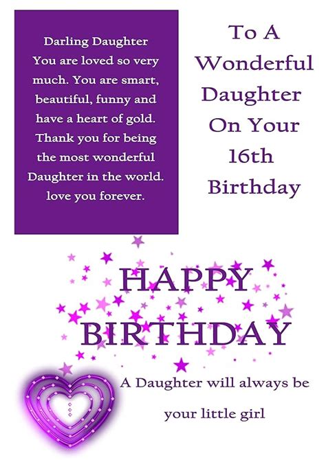 Daughter 16th Birthday Card With Removable Laminate Uk