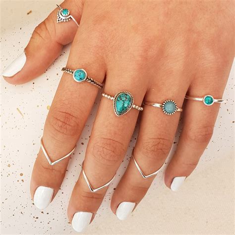 Turquoise Fine Banded Silver Ring Studio Jewellery Us