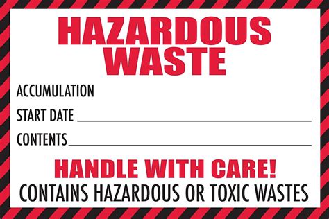 Hazardous Waste Label With Handle With Care 100 Pack Red And White